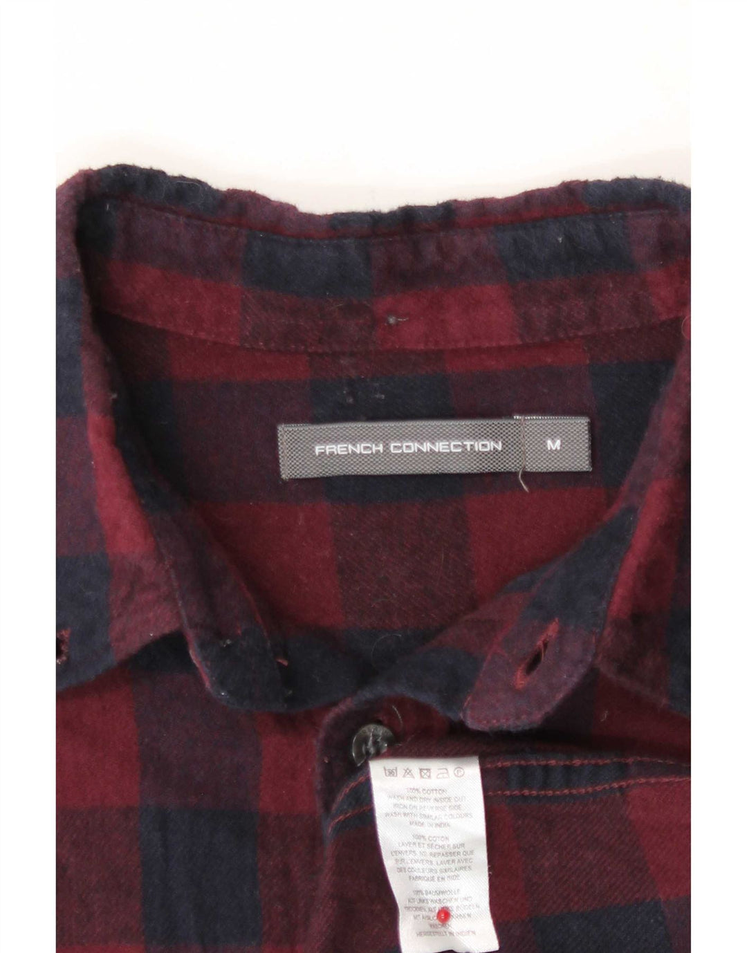 Camisa masculina de flanela French Connection médio algodão gingham cor de vinho