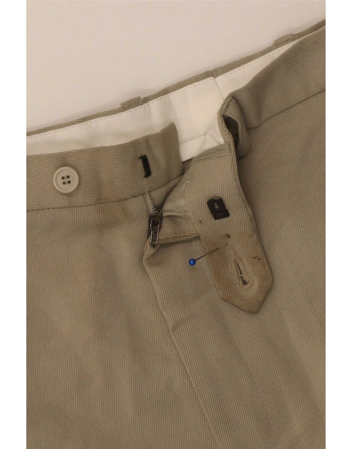 Calça masculina de terno reto Marks & Spencer W34 L31 poliéster bege