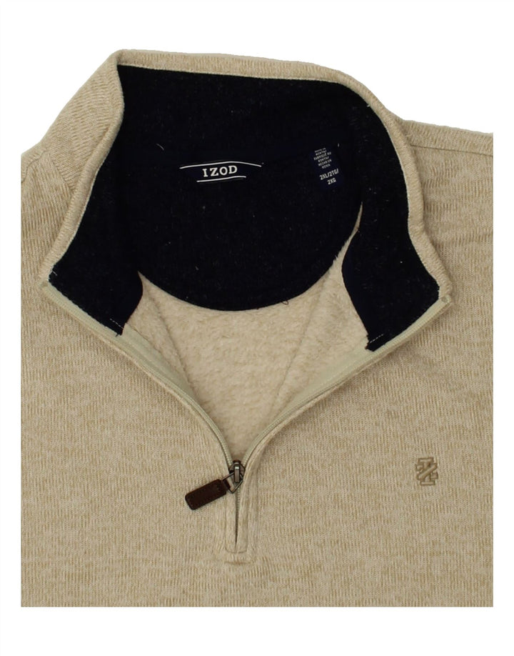 IZOD Mens Zip Neck Sweatshirt Jumper 2XL Beige Polyester Vintage Izod and Second-Hand Izod from Messina Hembry 