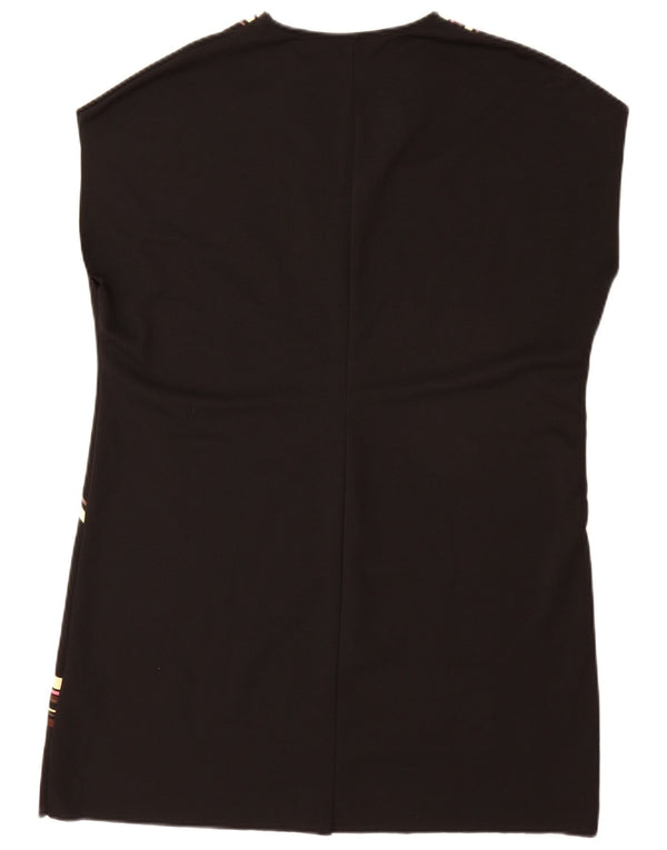 Vestido túnica feminino sem mangas Zara UK 18 XL preto floral poliéster