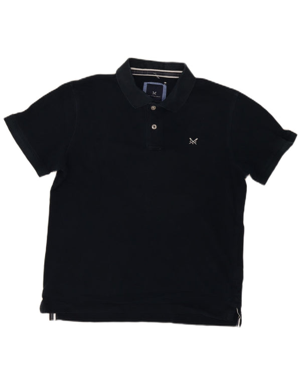 CREW CLOTHING Camisa polo masculina média azul marinho algodão