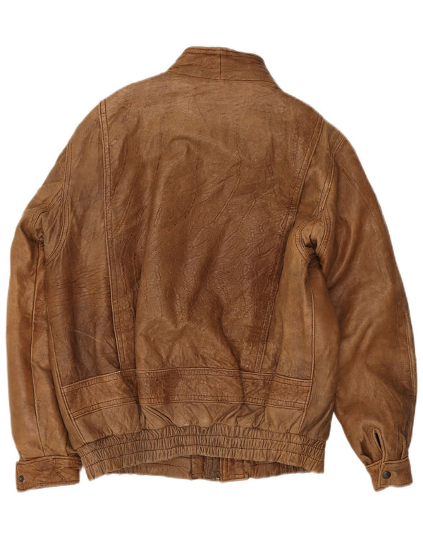 Jaqueta de couro masculina vintage IT 48 marrom médio