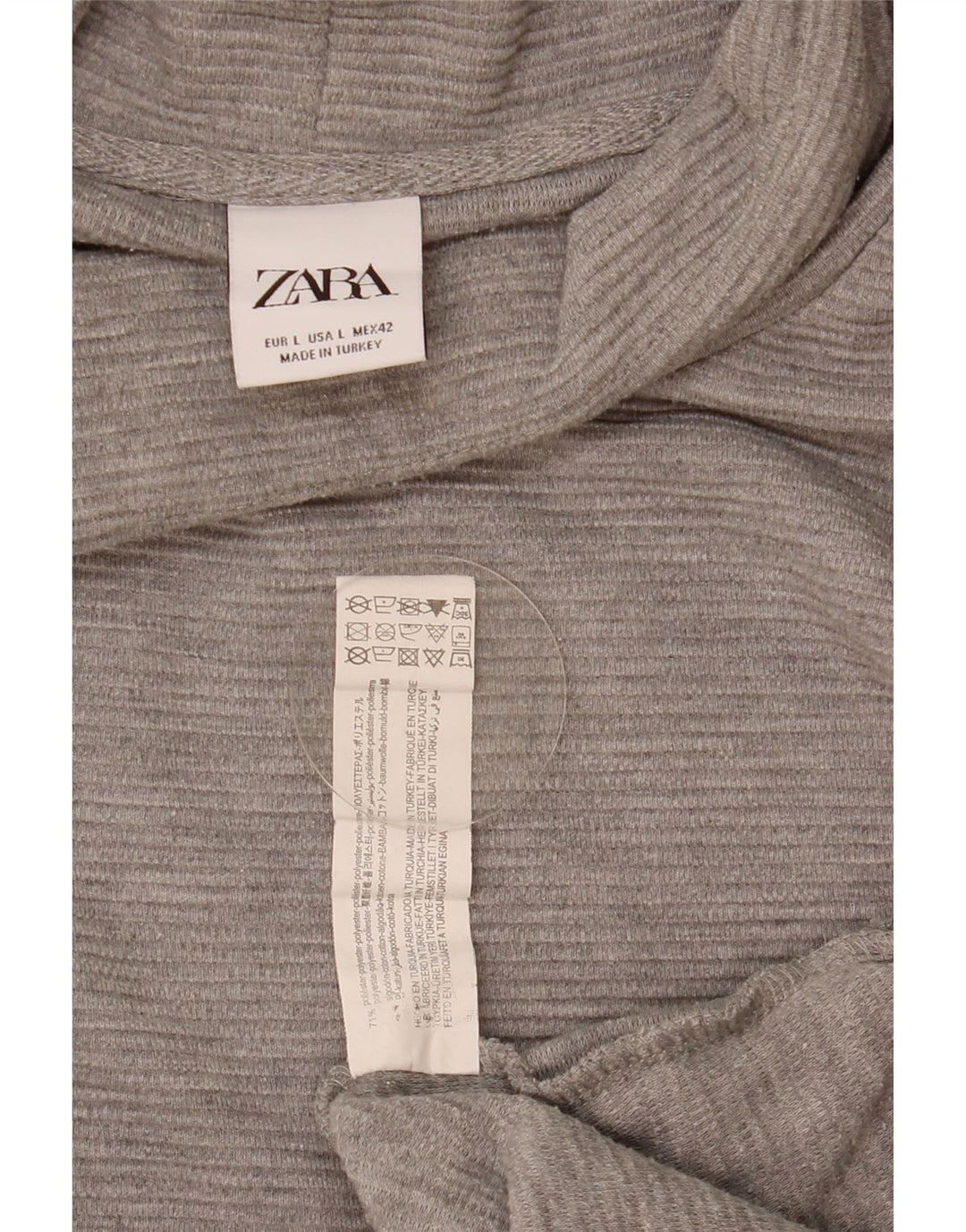 Zara Suéter masculino com gola redonda e poliéster cinza grande