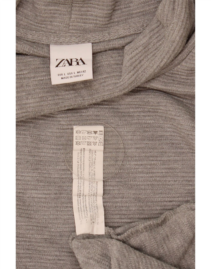 Zara Suéter masculino com gola redonda e poliéster cinza grande