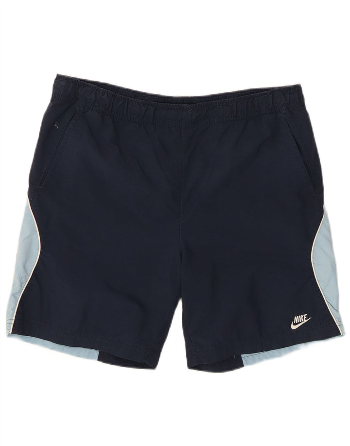 Shorts de natação masculino Nike pequeno azul marinho colorblock