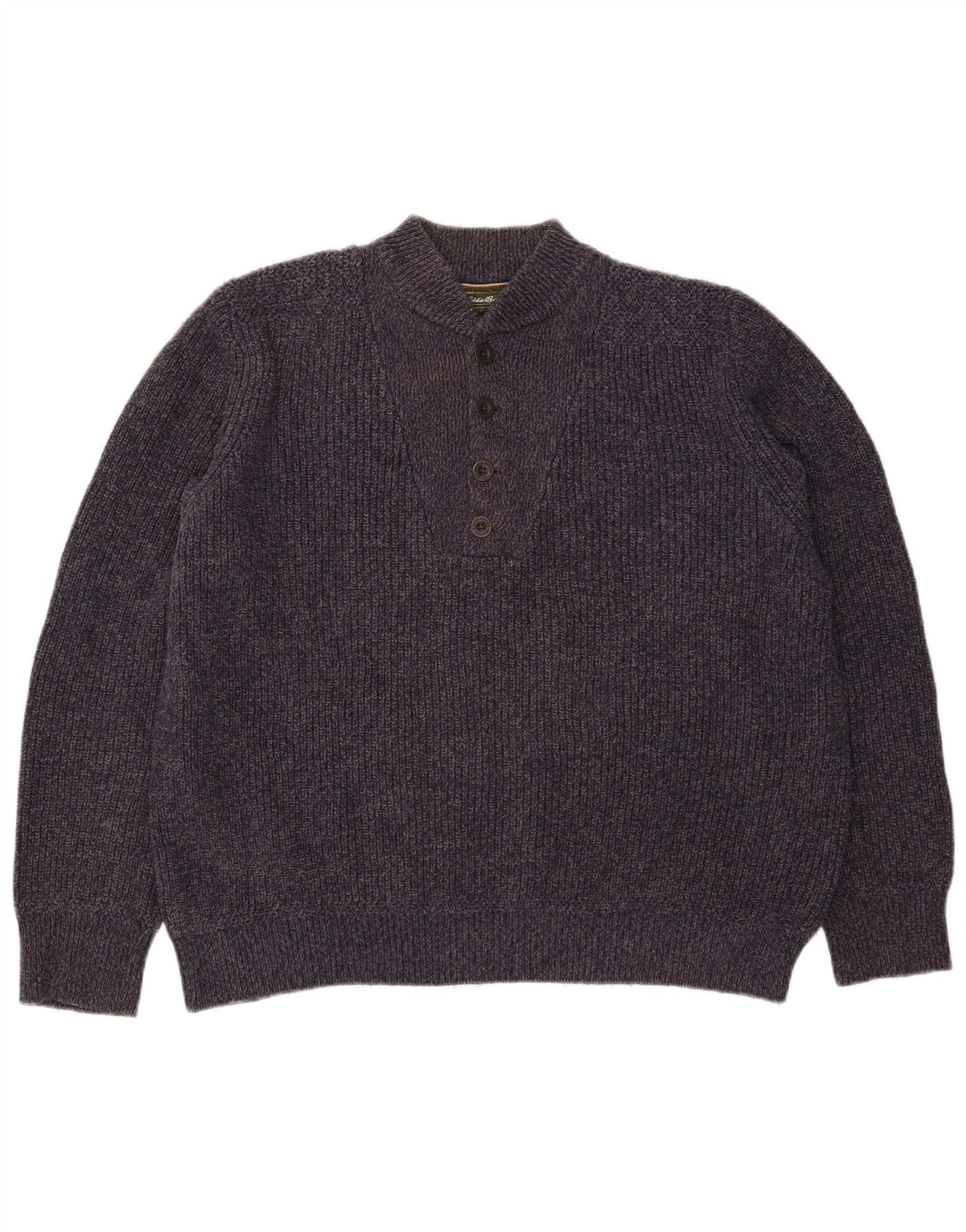 Suéter masculino Eddie Bauer com gola redonda e algodão manchado azul marinho grande