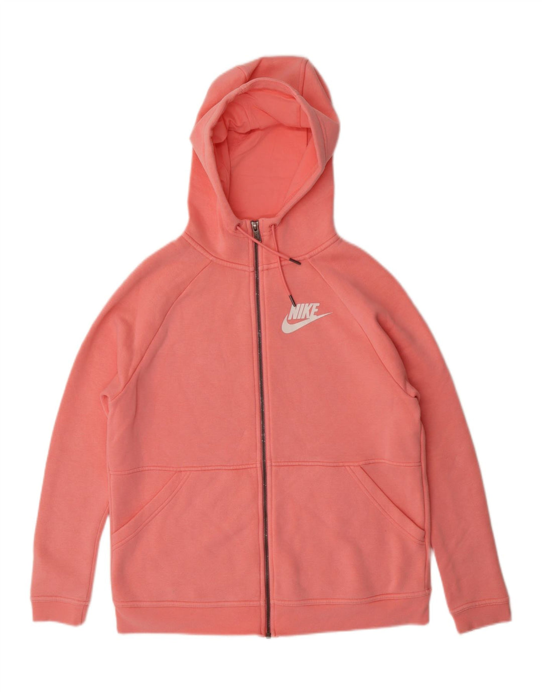 Suéter feminino Nike com capuz e zíper UK 12 médio algodão rosa