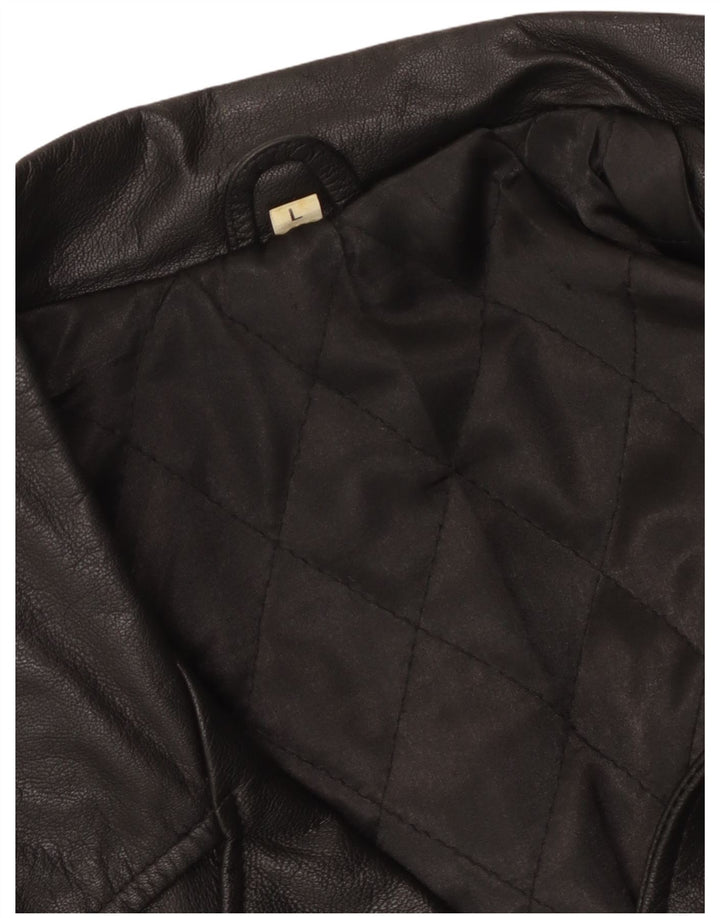 Jaqueta de couro masculina vintage UK 40 grande preta