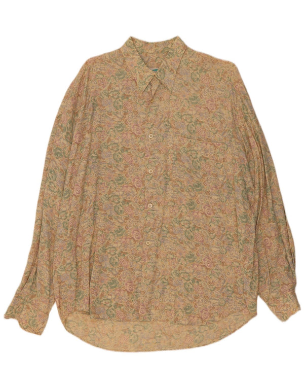 Camisa masculina vintage XL bege floral viscose