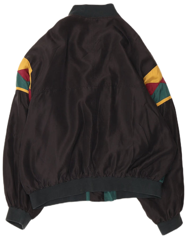 Jaqueta bomber masculina JEAN LEGALLI UK 42 XL verde colorblock seda