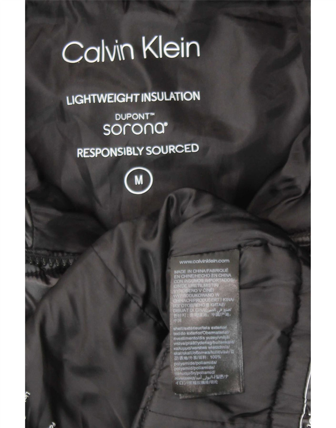Jaqueta acolchoada com capuz feminino Calvin Klein UK 14 médio preto poliamida