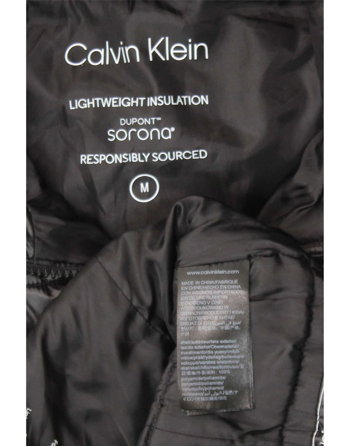 Jaqueta acolchoada com capuz feminino Calvin Klein UK 14 médio preto poliamida