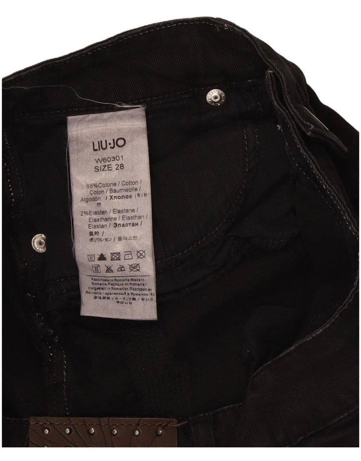 Liu Jo Mini saia jeans feminina W28 algodão preto médio