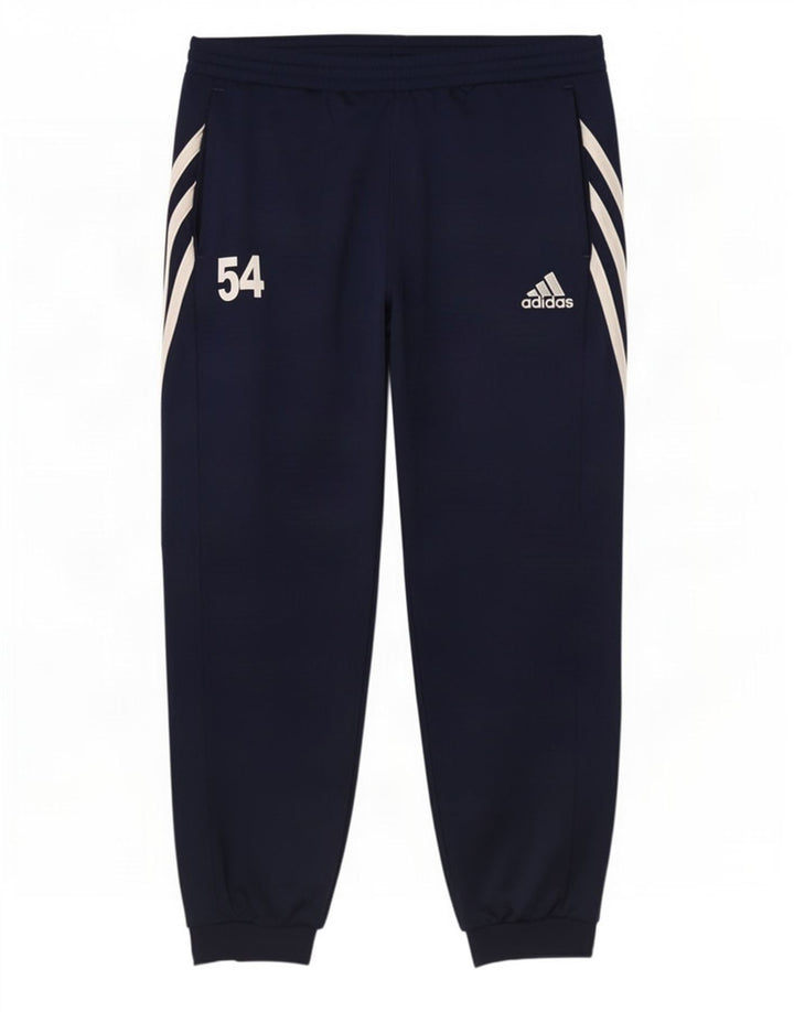 Calça de treino masculina Adidas Joggers grande poliéster azul marinho