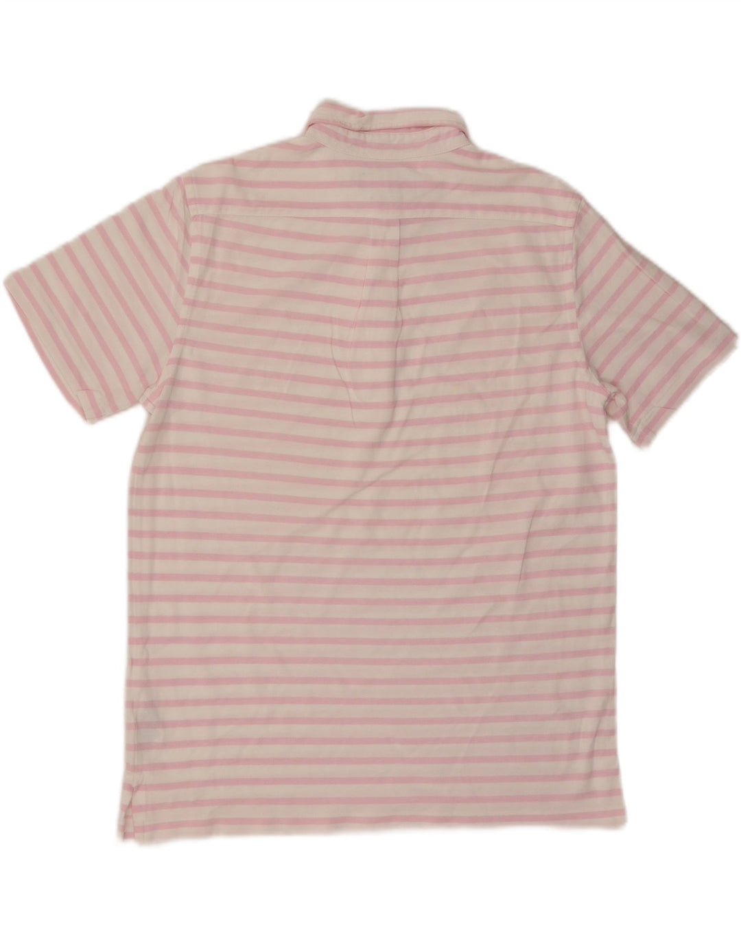 Camisa polo masculina de malha Oxford RALPH LAUREN de algodão listrado rosa médio