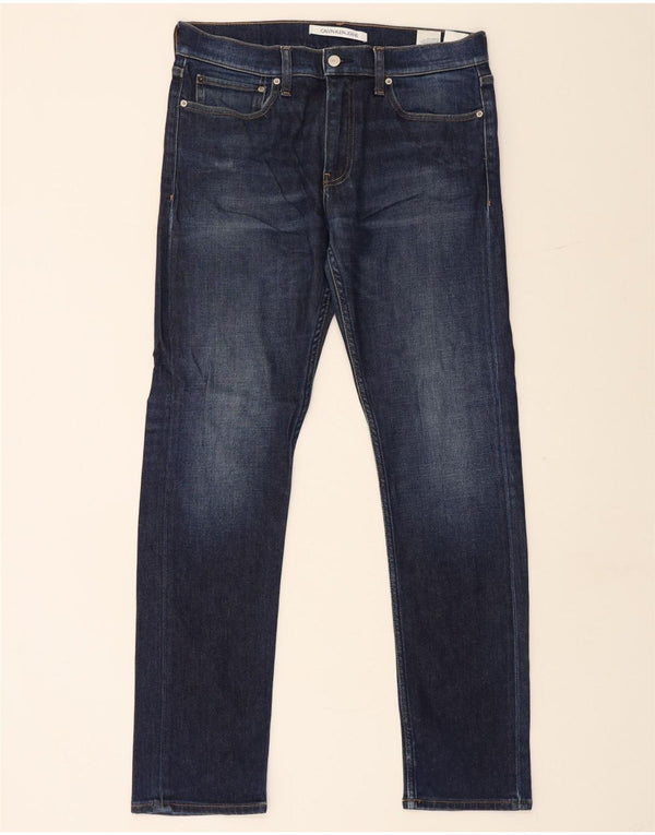 Calvin Klein Masculino Slim Jeans W32 L32 Azul Marinho Algodão
