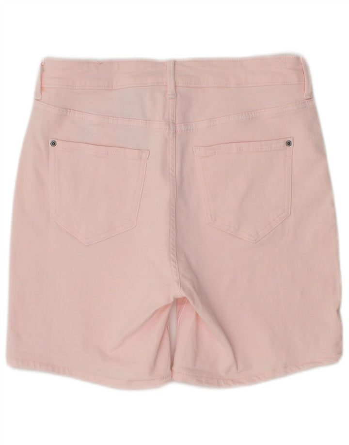 Shorts jeans feminino MARKS & SPENCER UK 12 médio W30 algodão rosa
