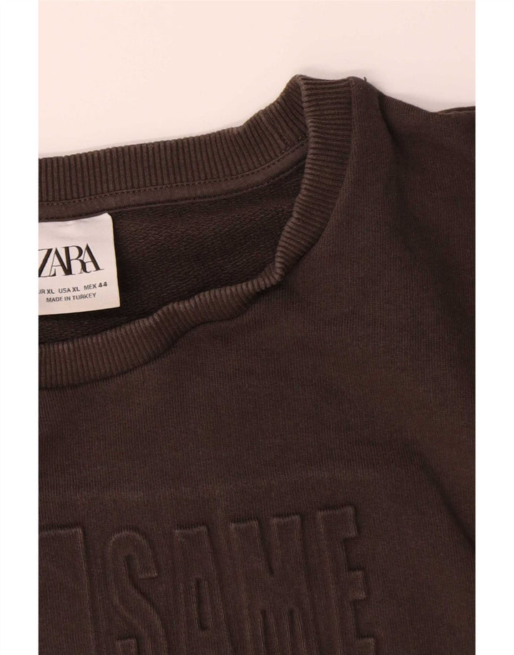 Zara Moletom Gráfico Masculino Jumper XL Marrom Algodão
