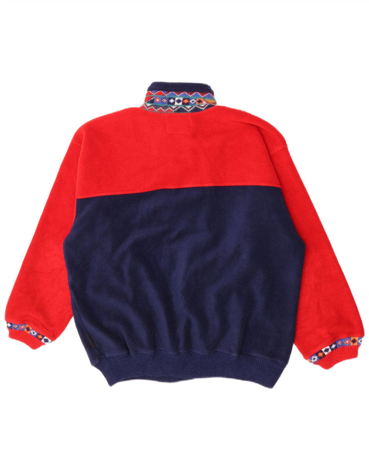 Silvy Mens Zip Neck Fleece Jumper Grande Poliéster Geométrico Vermelho