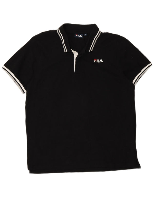 Camisa polo masculina Fila XL preta listrada de algodão