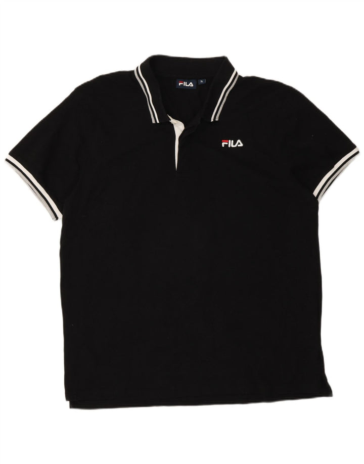 Camisa polo masculina Fila XL preta listrada de algodão