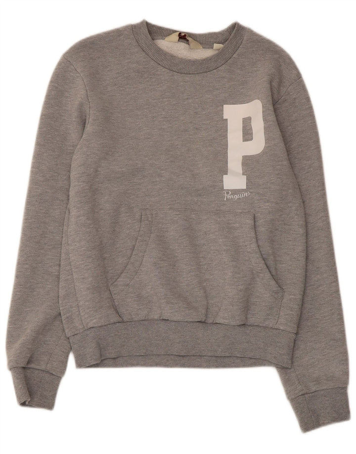 Penguin moletom masculino gráfico jumper pequeno algodão cinza