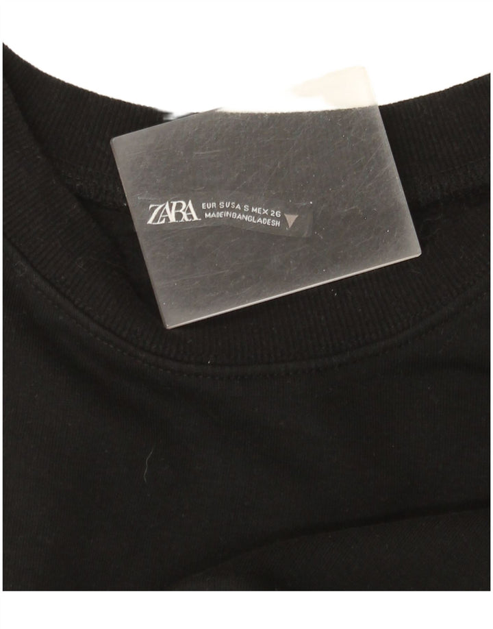 Zara Womens Crop Oversized Moletom Jumper Reino Unido 10 Pequeno Preto