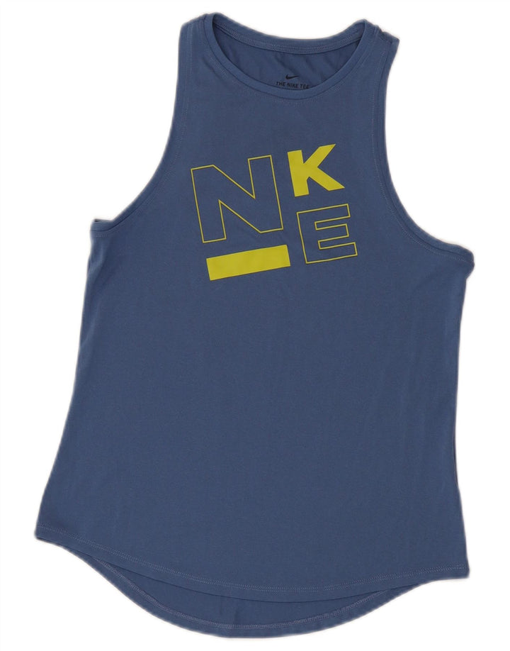 NIKE Masculino Dri Fit Graphic Vest Top Pequeno Azul