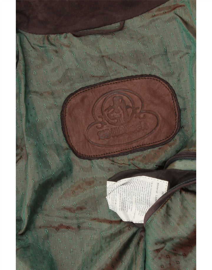 Jaqueta corta-vento masculina vintage de camurça Reino Unido 42 XL couro marrom