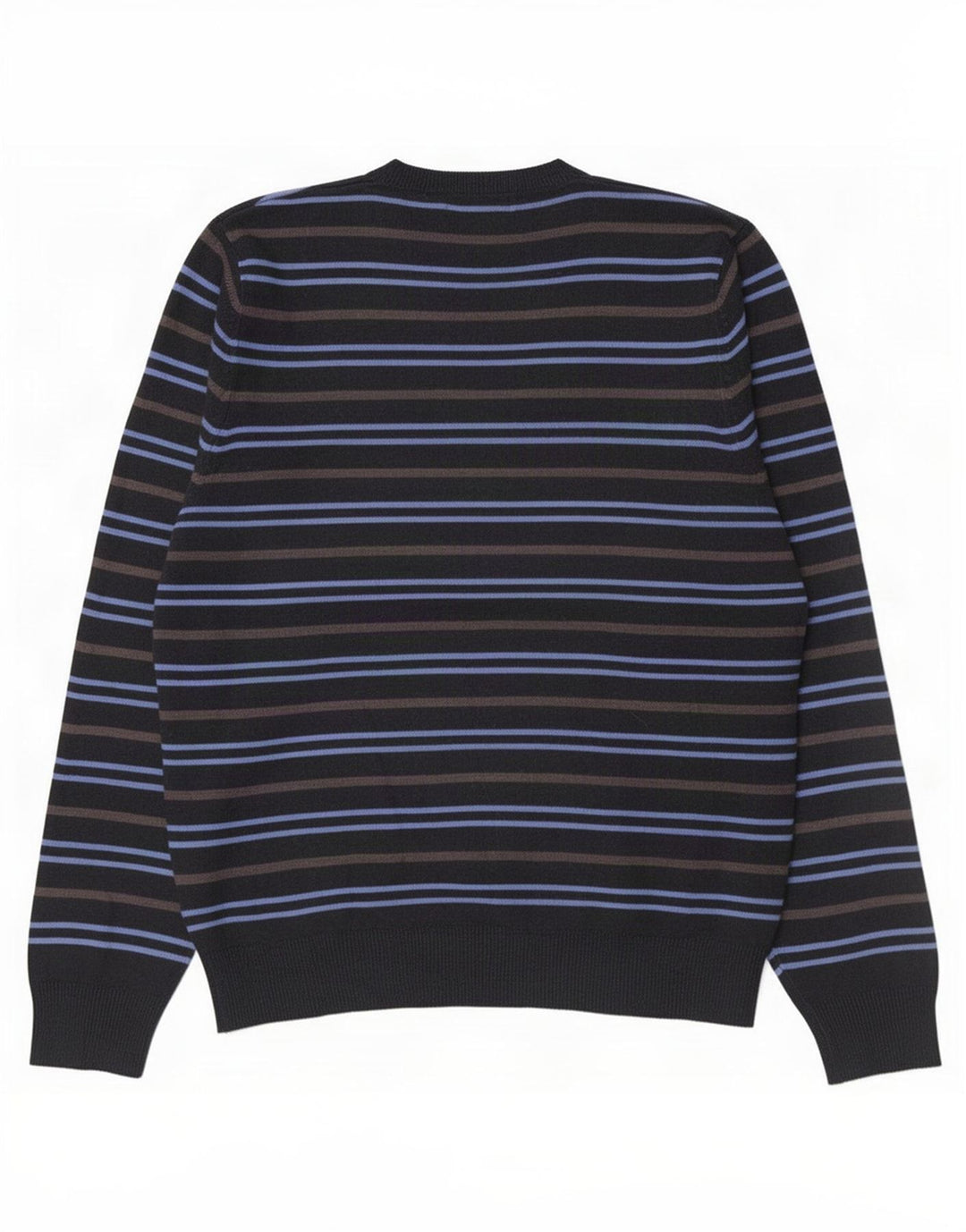 Suéter masculino Marks & Spencer com decote em V médio listrado azul marinho acrílico