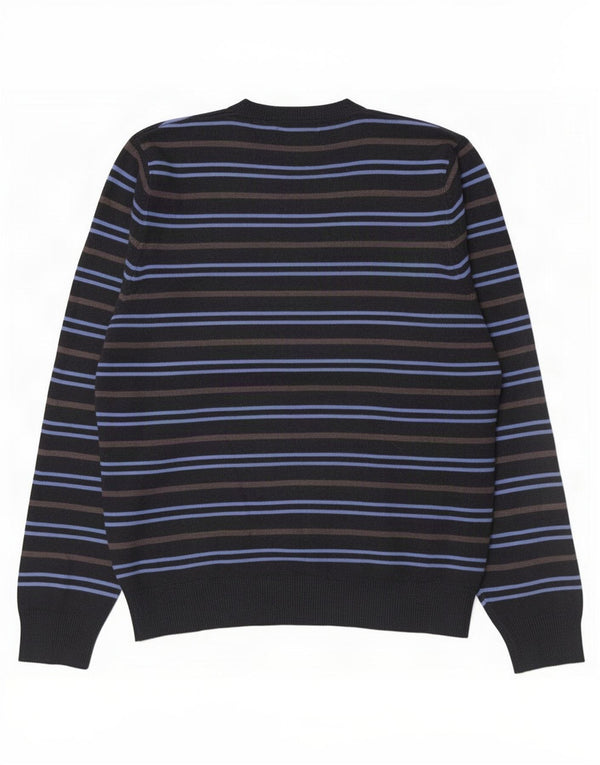 Suéter masculino Marks & Spencer com decote em V médio listrado azul marinho acrílico