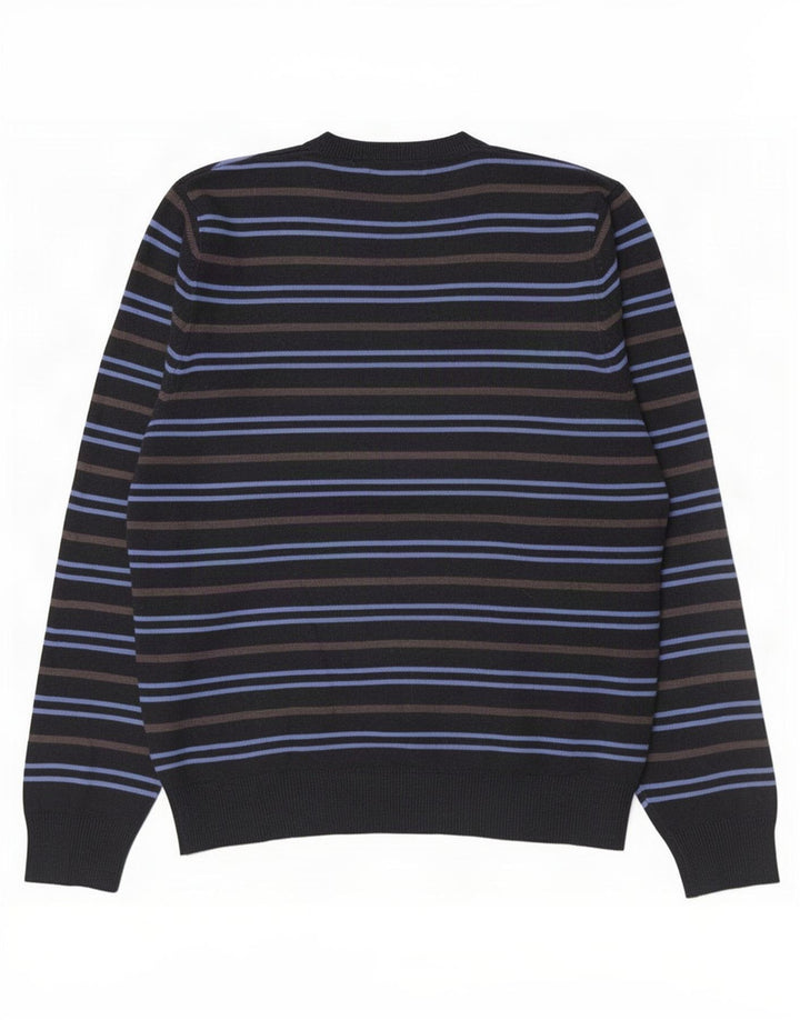 Suéter masculino Marks & Spencer com decote em V médio listrado azul marinho acrílico