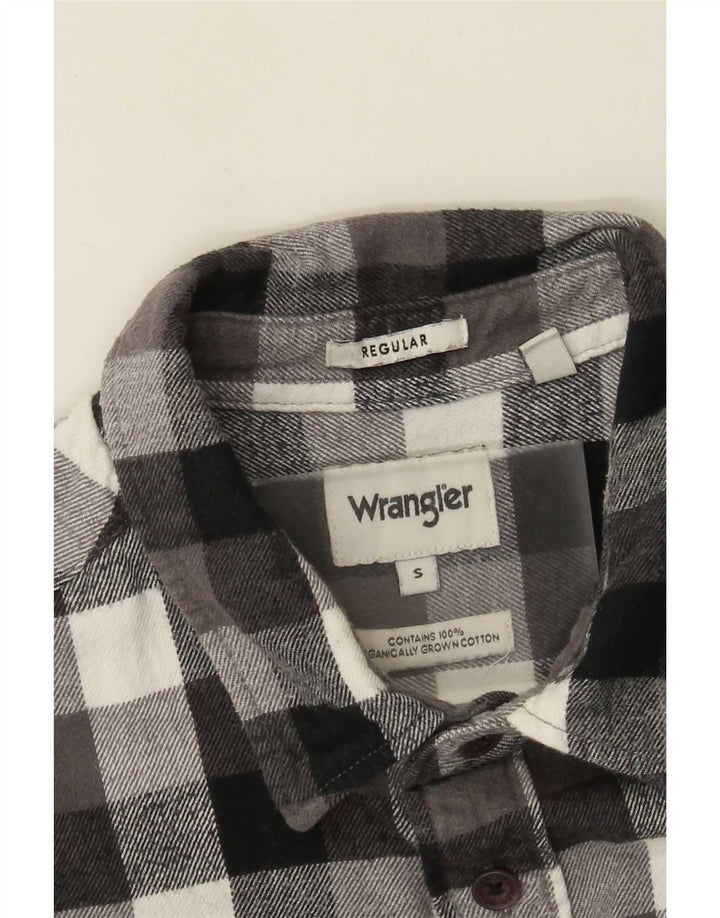 Camisa masculina de flanela Wrangler Regular Fit pequena cinza xadrez algodão