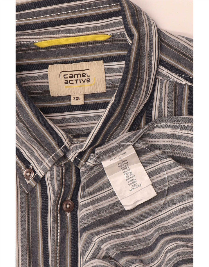 Camisa masculina Camel Active 2XL algodão listrado azul