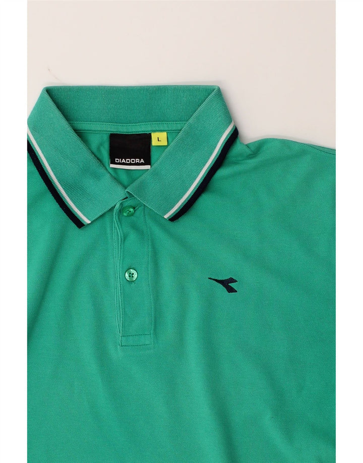 DIADORA Mens Polo Shirt Large Turquoise Cotton Vintage Diadora and Second-Hand Diadora from Messina Hembry 