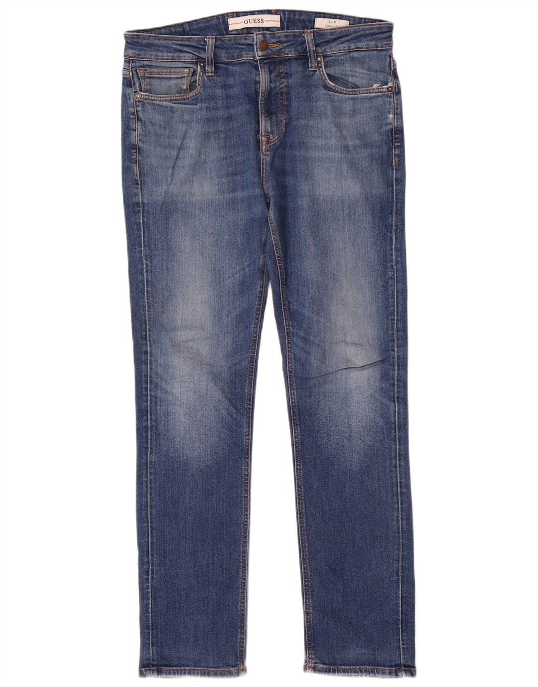 Guess Mens Angels Slim Jeans W34 L31 Azul Algodão