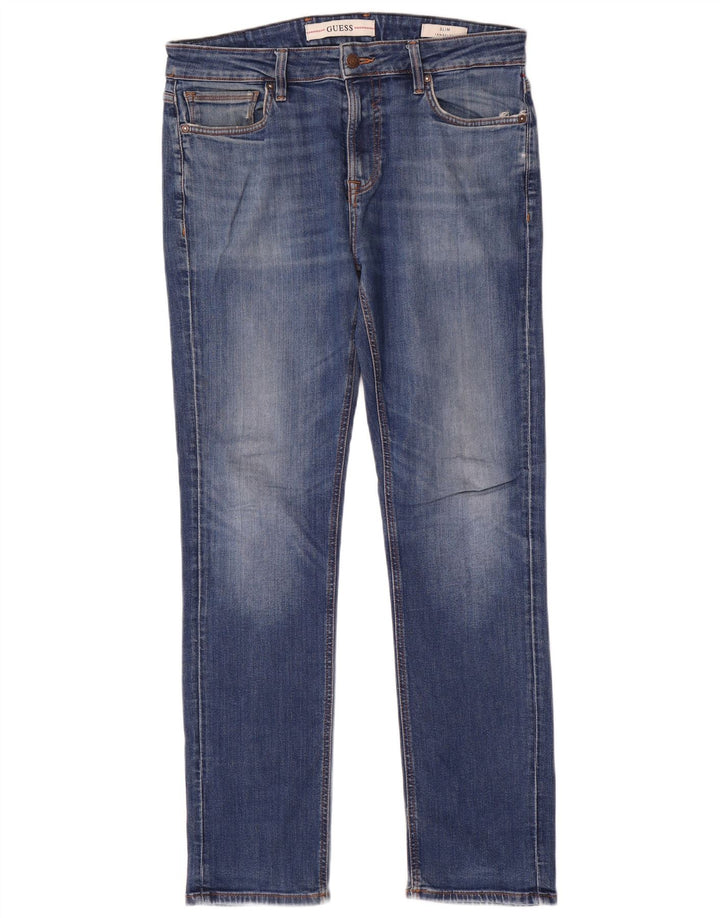 Guess Mens Angels Slim Jeans W34 L31 Azul Algodão