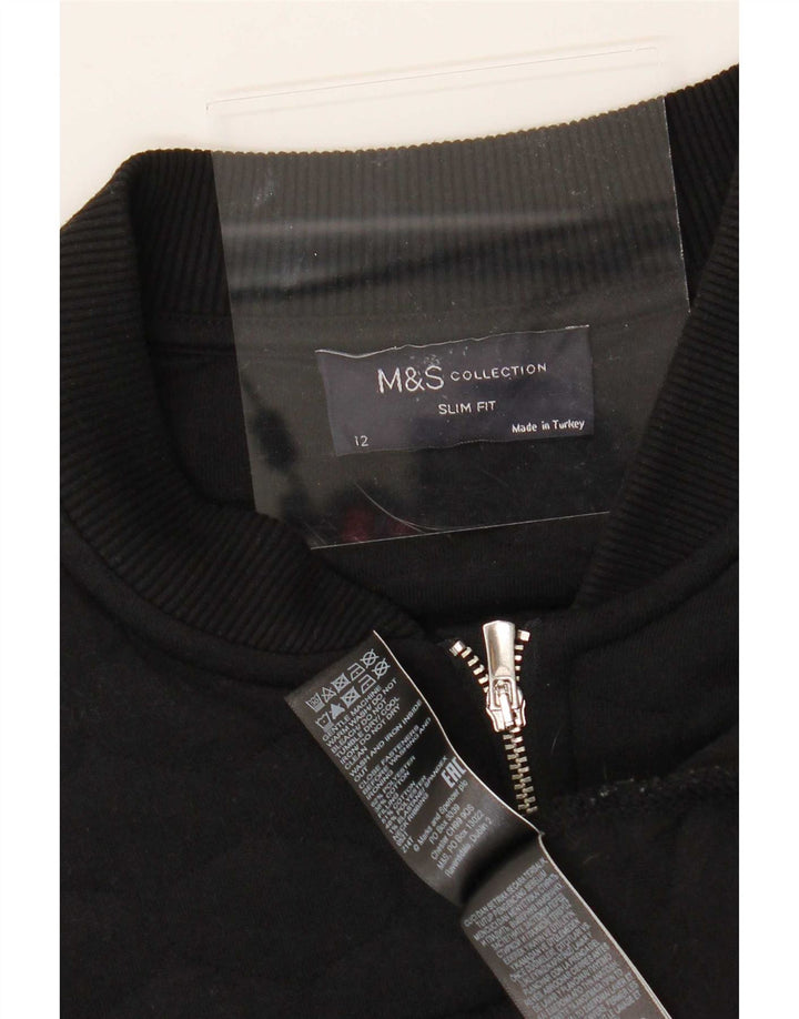 Marks & Spencer Jaqueta feminina de treino slim fit Reino Unido 12 médio preto