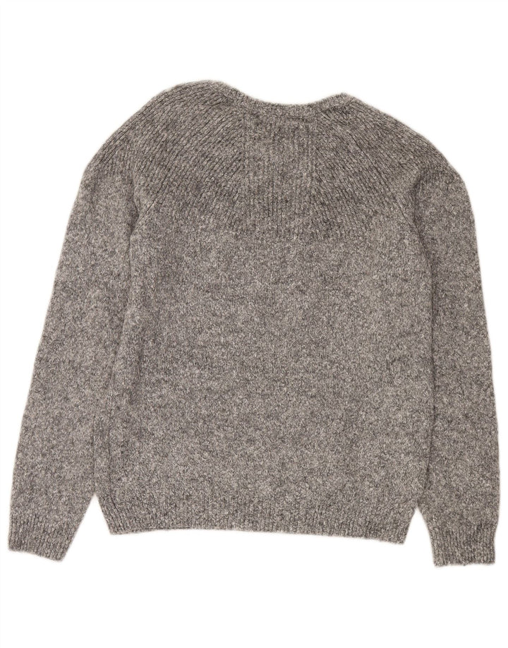 Suéter masculino Zara com gola canoa de lã manchada cinza médio