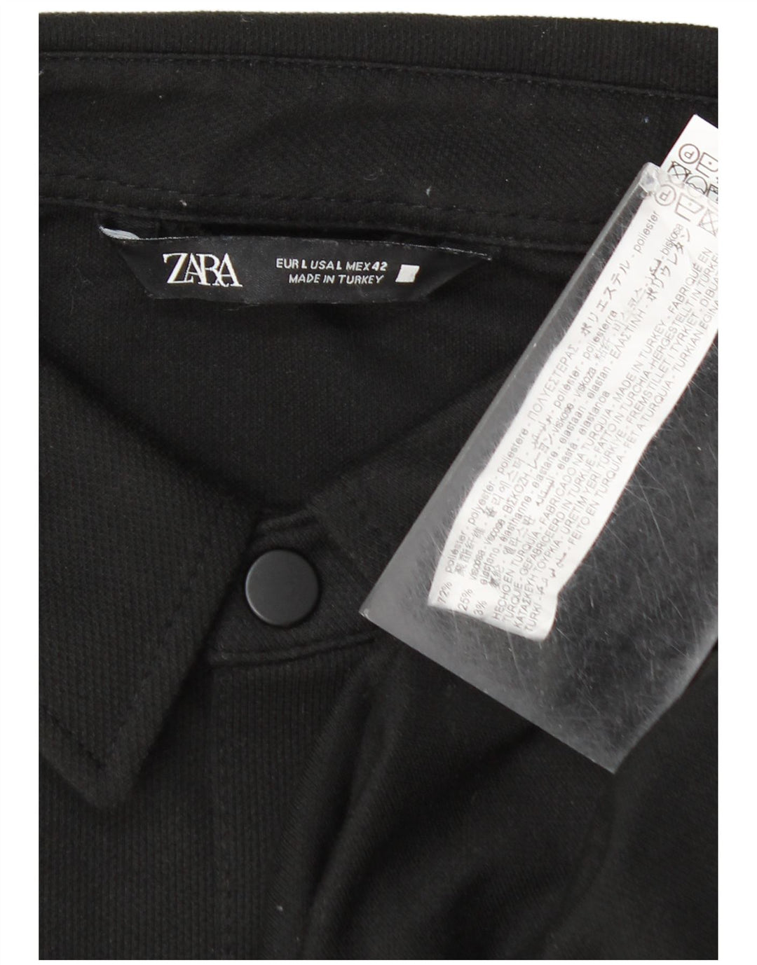 Zara Camisa masculina overshirt grande poliéster preto