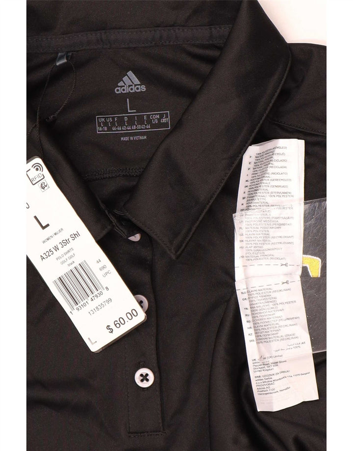 Camisa polo feminina Adidas Reino Unido 16/18 grande poliéster preto