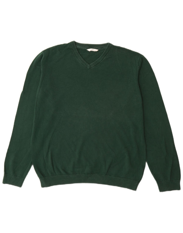 Marks & Spencer Suéter masculino solto com decote em V 15-16 anos XL verde