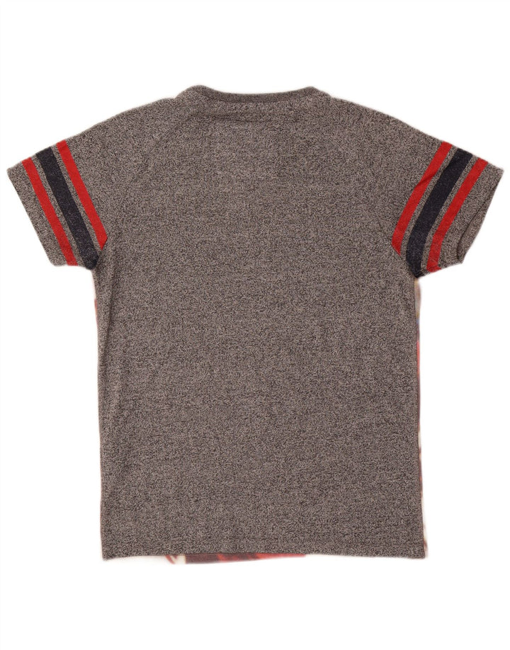 Camiseta gráfica masculina Superdry Top cinza médio algodão