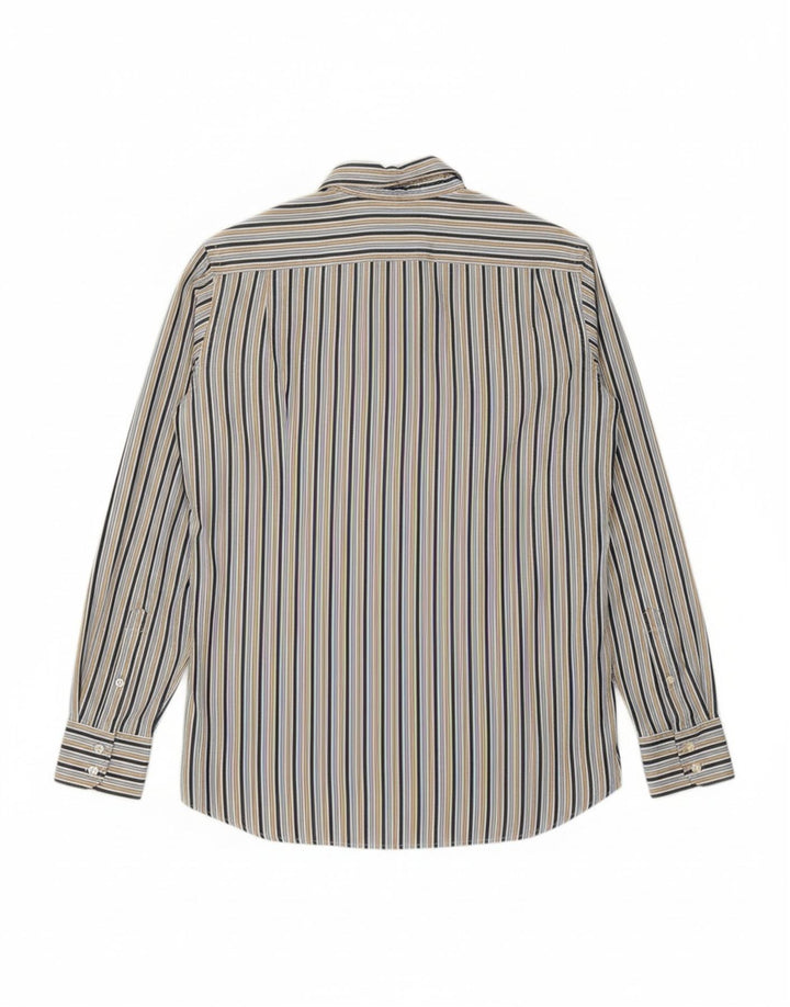 Camisa masculina TOMMY HILFIGER pequena listrada azul de algodão