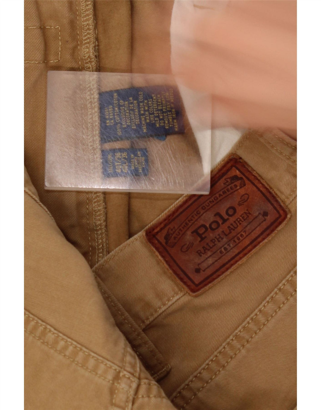 POLO RALPH LAUREN Calça masculina reta casual W40 L36 algodão bege