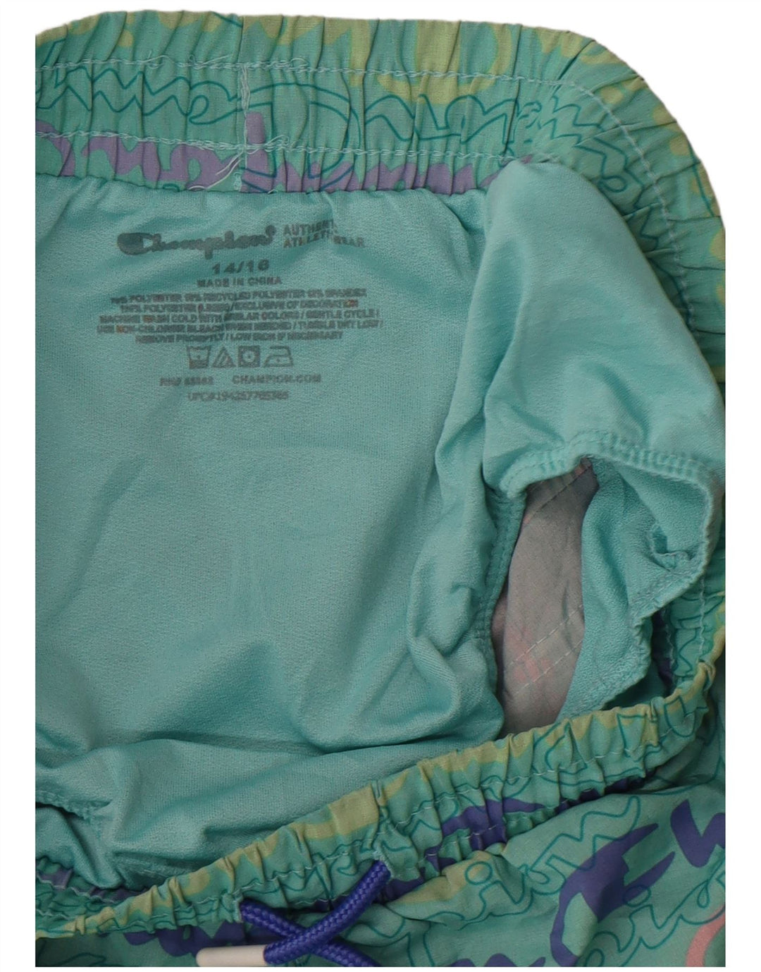 Shorts esportivos gráficos Champion feminino 14-15 anos verde poliéster