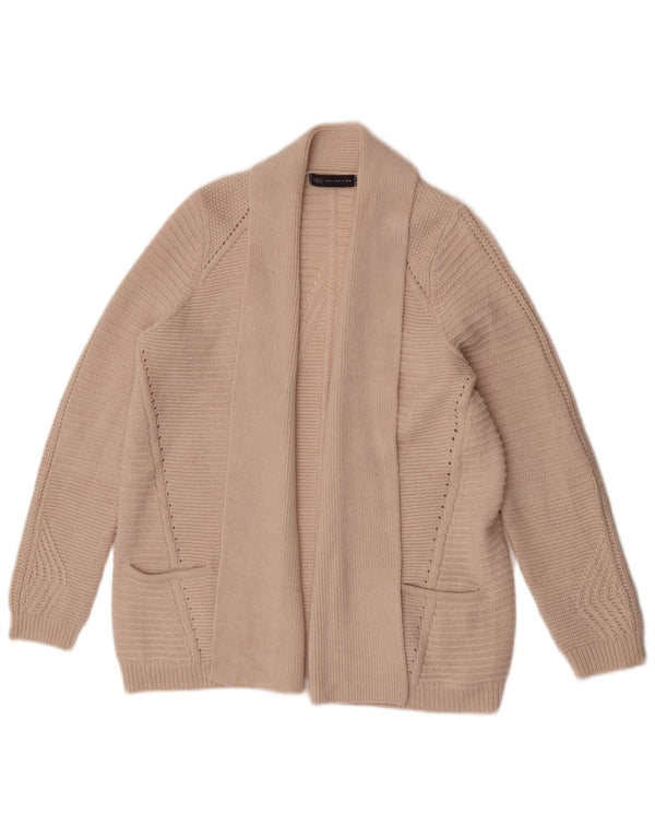 Suéter cardigã aberto feminino Marks & Spencer Reino Unido 16 grande bege acrílico
