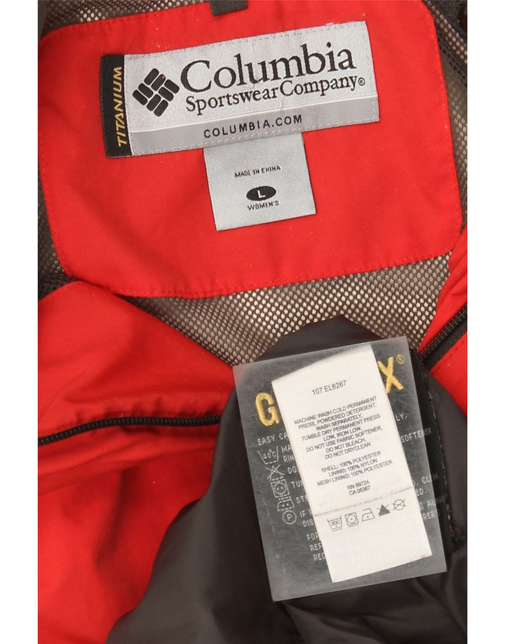 Jaqueta de chuva feminina com capuz Columbia UK 16 grande poliéster vermelho