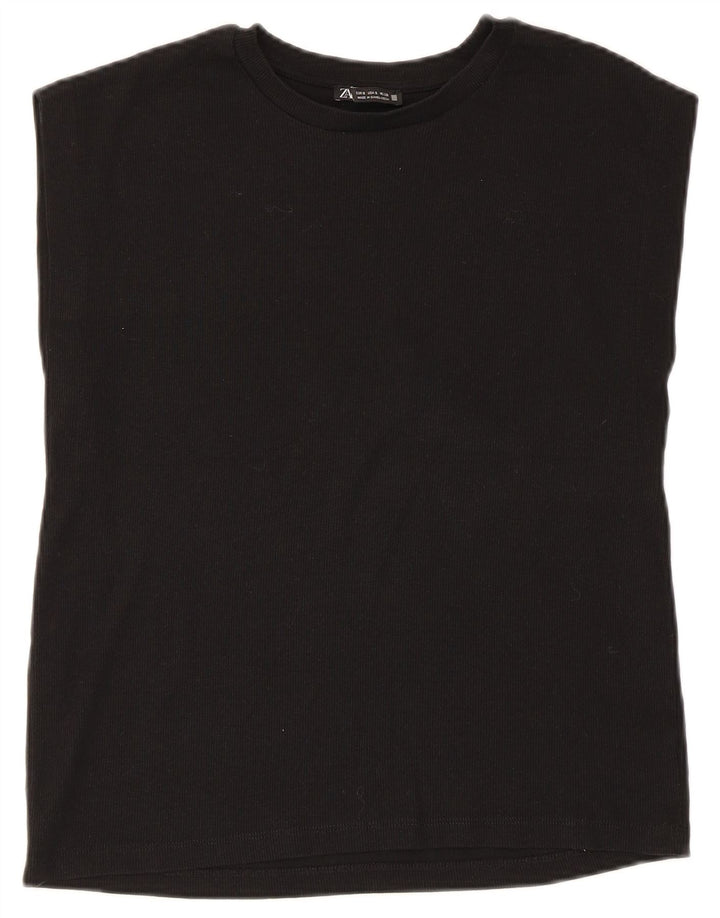Colete feminino Zara UK 10 pequeno algodão preto