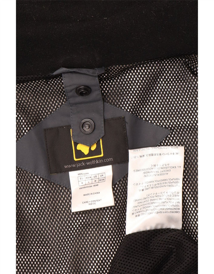 Jaqueta de chuva masculina com capuz Jack Wolfskin Reino Unido 36/38 bloco colorido cinza médio
